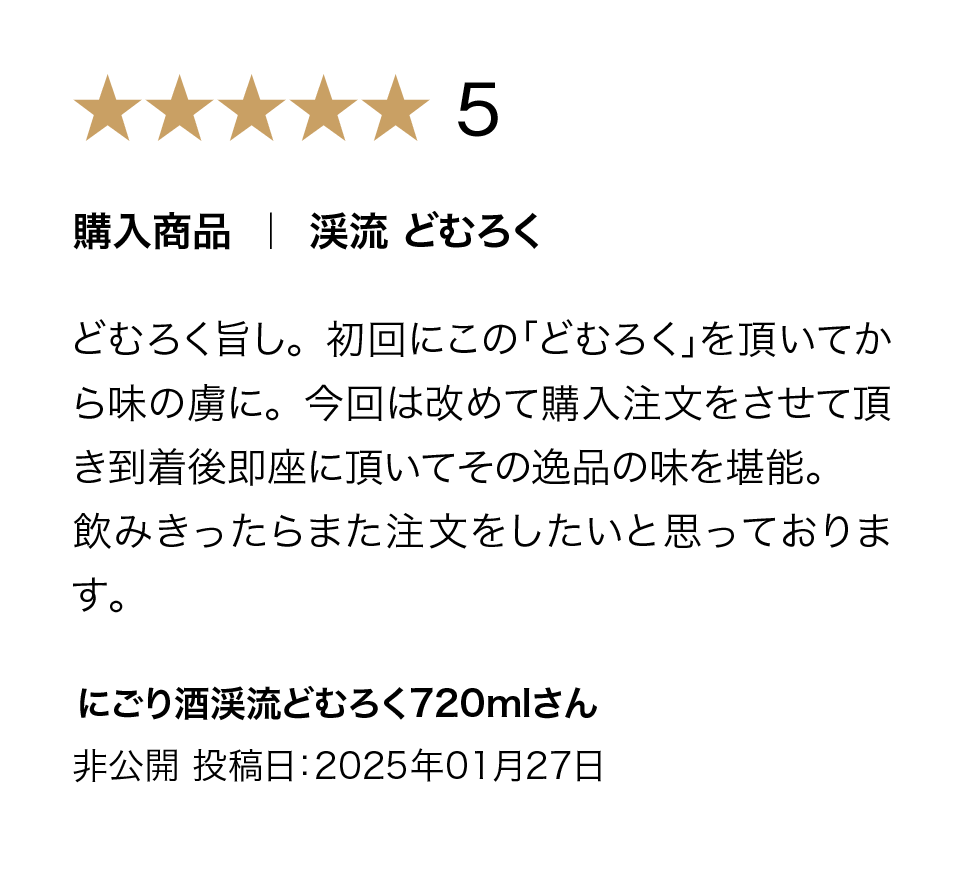 渓流 どむろく純米の購入者評価