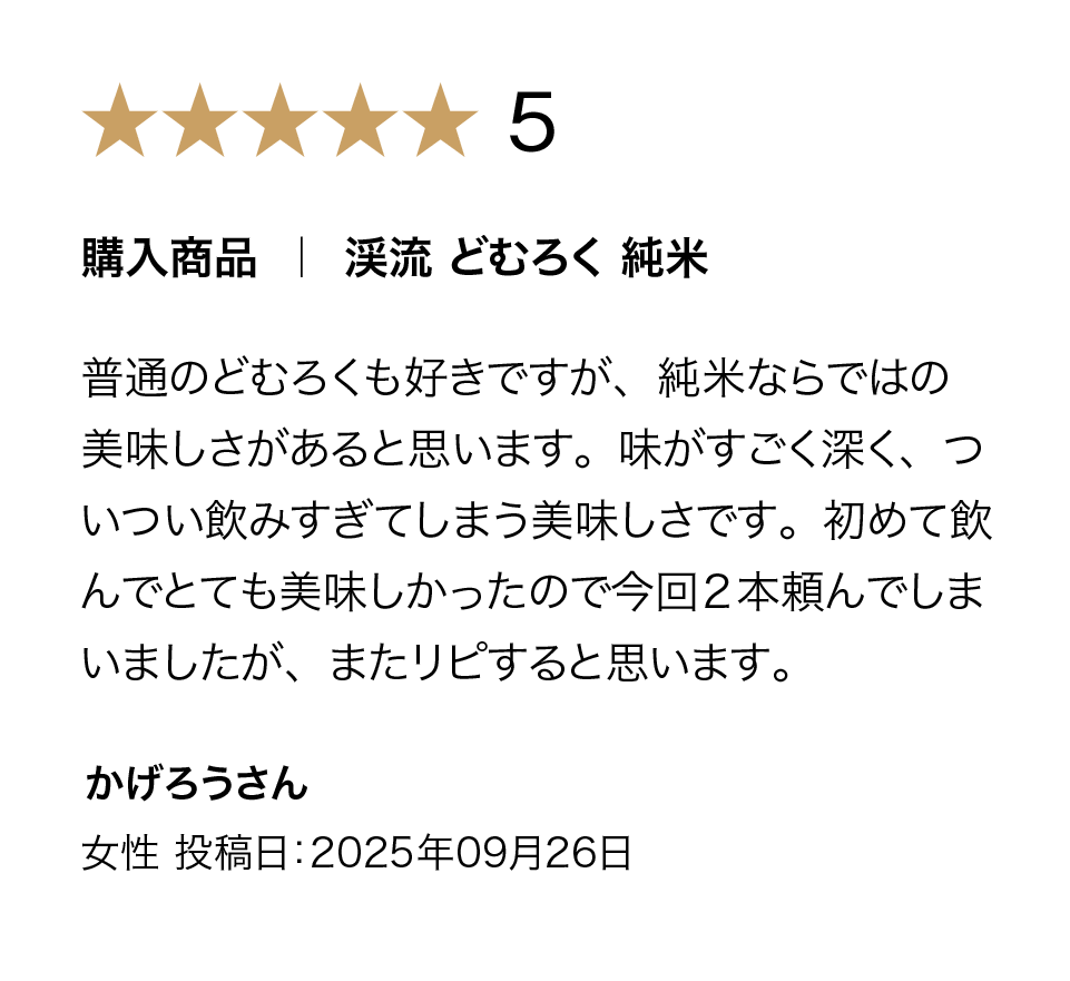 渓流 どむろくの購入者評価