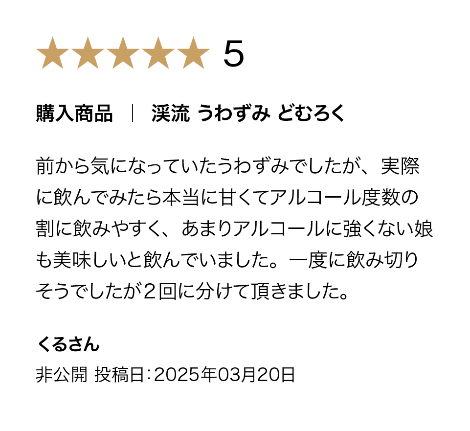 渓流 どむろくの購入者評価