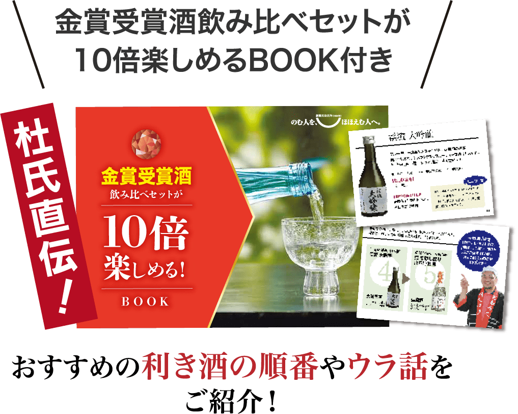 金賞受賞酒飲み比べセットが10倍楽しめるBOOK付き